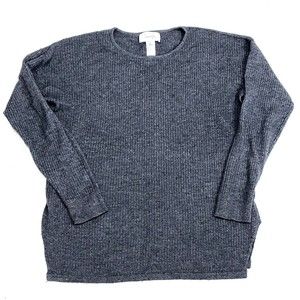 Kersh Gray Thermal Ribbed Activewear Shirt 3/4 Sleeve Merino Wool Blend Top sz M